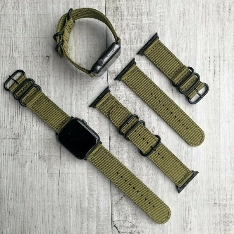 strap tali jam Apple watch / i watch / iwatch / Nylon Kanvas Kulit Premium Strap for iWatch Series 7