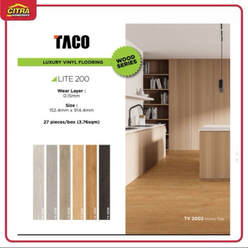 Lantai Vinyl Motif Kayu Taco 2mm (Harga per dus)