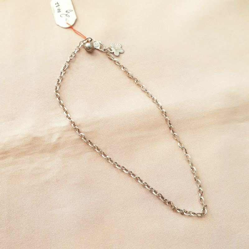 Gelang kaki rantai nori mesin emas putih asli kadar 375