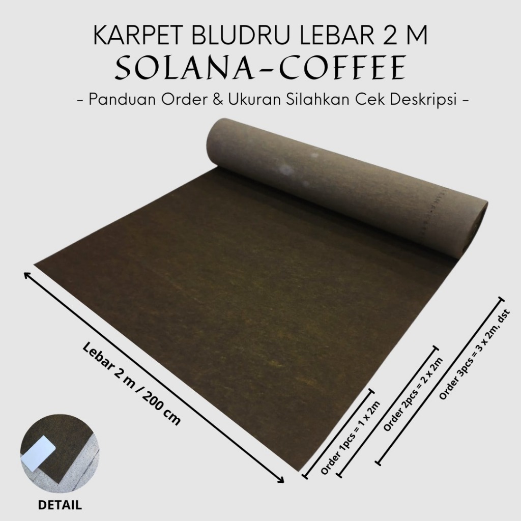 Karpet Lantai Bludru Polos Meteran 1x2m Karpet Exhibition SOLANA - COFFEE