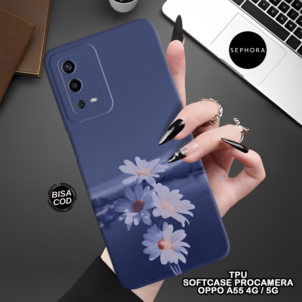 Softcase OPPO A55 4G Terbaru - Fashion Case Bunga - Case OPPO A55 4G - Case Pro Camera - Casing OPPO