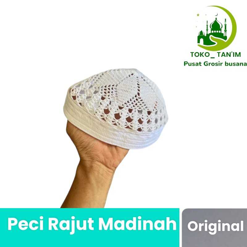 Peci Rajut Madinah Original Al size potif jaring/Peci pria/kopiah rajut