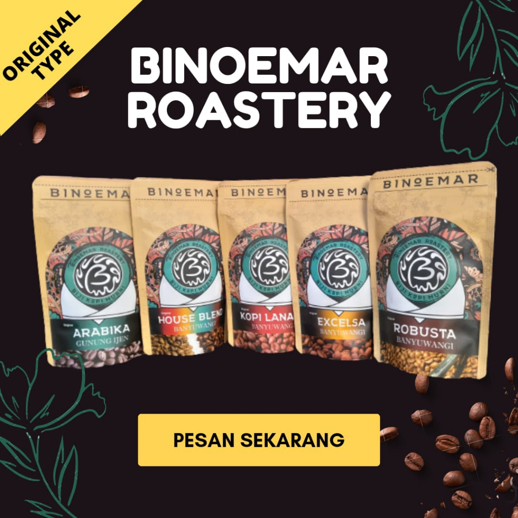 

ORIGINAL kecil all variant Bubuk Kopi Murni BINOEMAR [ Robusta, Arabika, Kopi Lanang, Excelsa, House Blend ] Oleh-oleh Kopi Lokal Banyuwangi