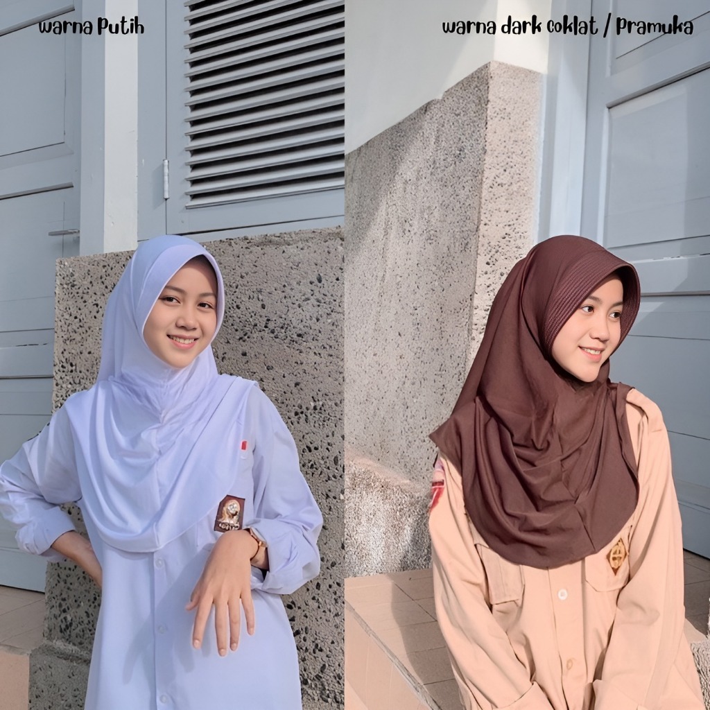 Hijab Anak Sekolah SMA Hijab Bergo Hamidah Jersey Jilbab Sekolah Pinguin  Kerudung Pinguin Jersey Hi