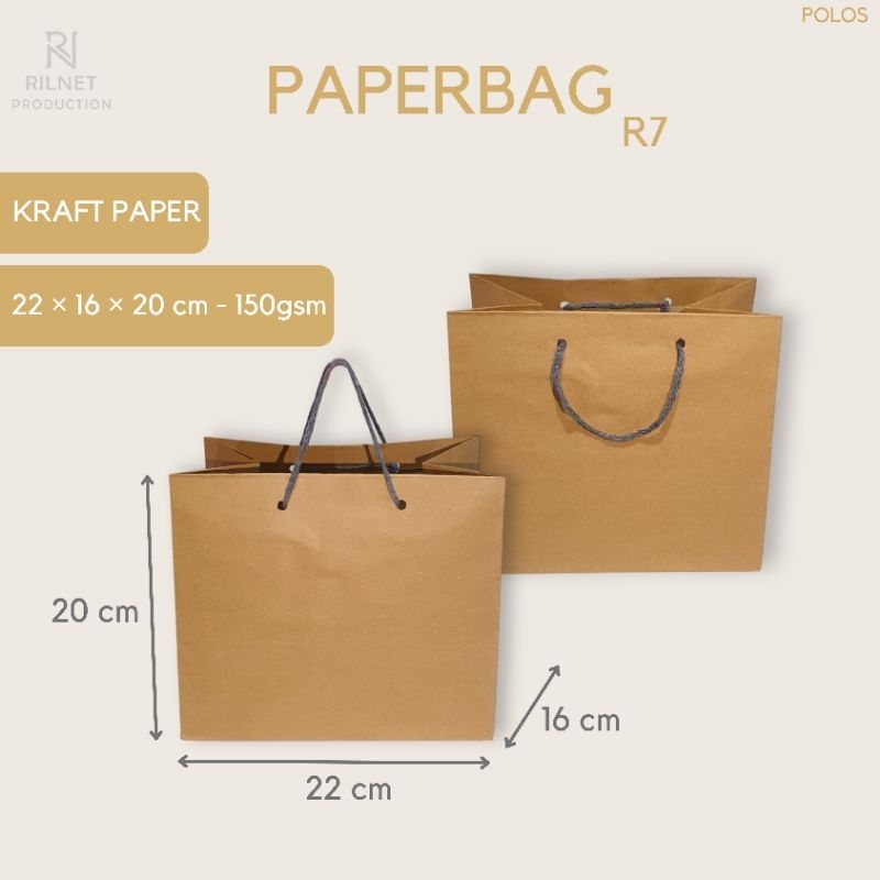 

Paper Bag Polos Coklat R7 - 22x16x20 - Tas Kertas - Craft - Gift Bag