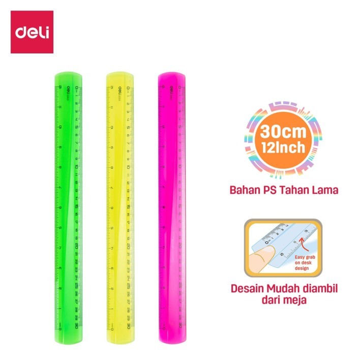 

Penggaris Plastik Deli Warna Neon Cerah 30cm - EG00302