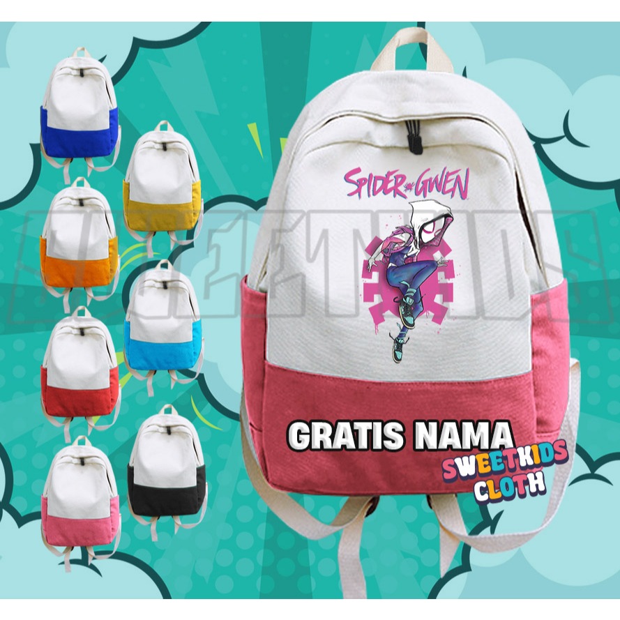 Tas Anak Spider Gwen Spiderman Girl / Tas Sekolah Anak Spider Gwen Spider Girl Gratis Nama