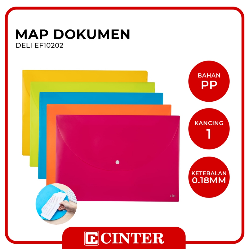 DELI - TAS DOKUMEN / TAS PENYIMPANAN DOKUMEN / DOKUMEN BAG / ZIPPER FILE WARNA EF10202