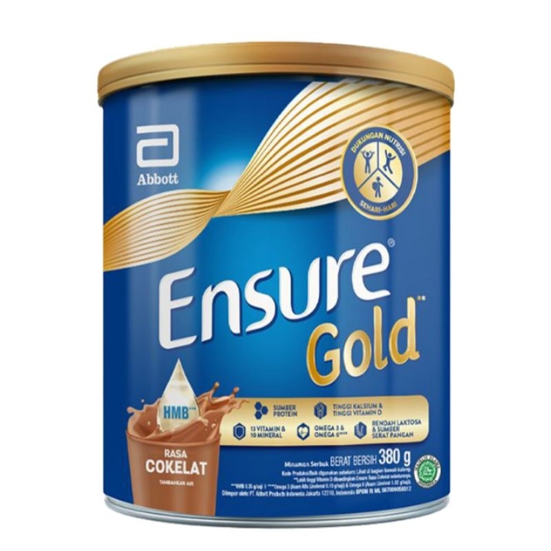 

Ensure gold susu bubuk nutrisi dewasa rasa cokelat kemasan kaleng 380 gram