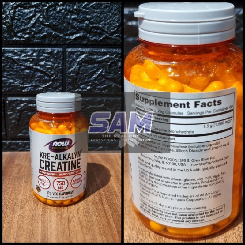 Suplemen Fitness NOW Kre Alkalyn 120 kapsul Malang Creatine