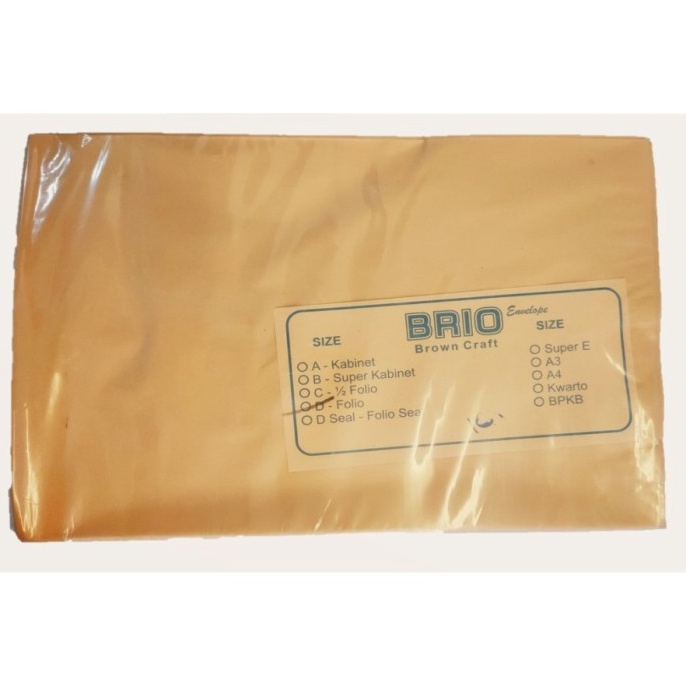 

Grosir Amplop Coklat Polos Folio BRIO per pak isi 1 L68
