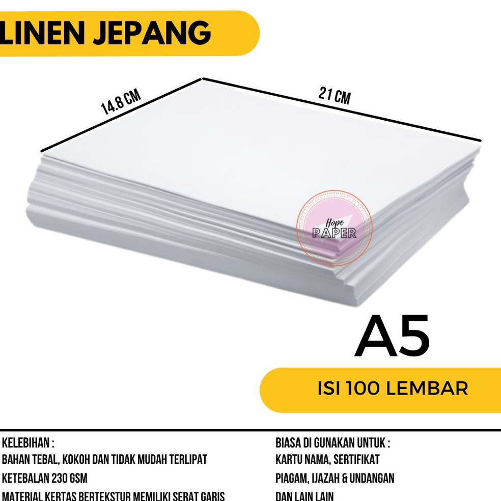 

Model Baru Kertas Linen A5 isi 1 lembar Kertas Karton A5 Linen V39