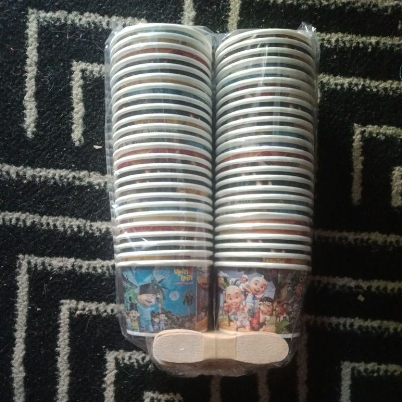 Cup Ice Cream Kecil dan Sendok / Gelas Es Krim motif Kartun