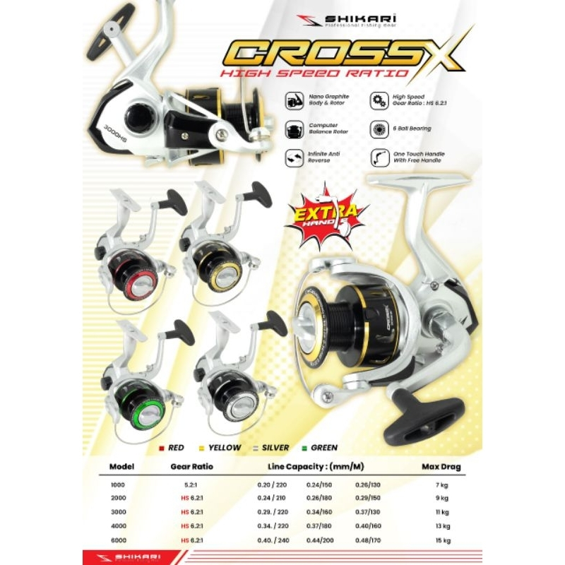 REEL PANCING MURAH SHIKARI CROSS X 4000HS & 6000HS EXTRA HANDEL