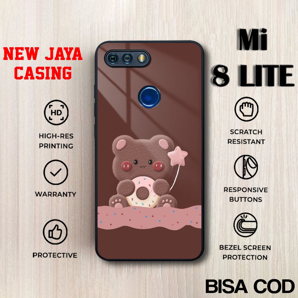 Case Mi 8 Lite Softcase Glossy Beruang Lucu Casing Mi 8 Lite Hardcase Glossy Kesing Mi Terlaris Case