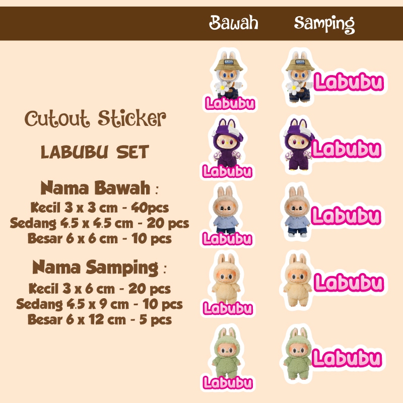 

sticker nama cutout labubu