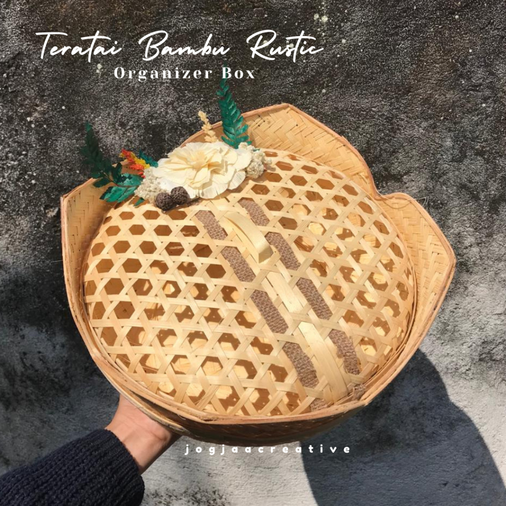

TERATAI Bambu HIAS RUSTIC BUNGA KLOBOT keranjang kue kerajinan bambu parsel murah hampers unik seserahan nikah keranjang kue / parsel bambu / bingkisan unik / kue kering