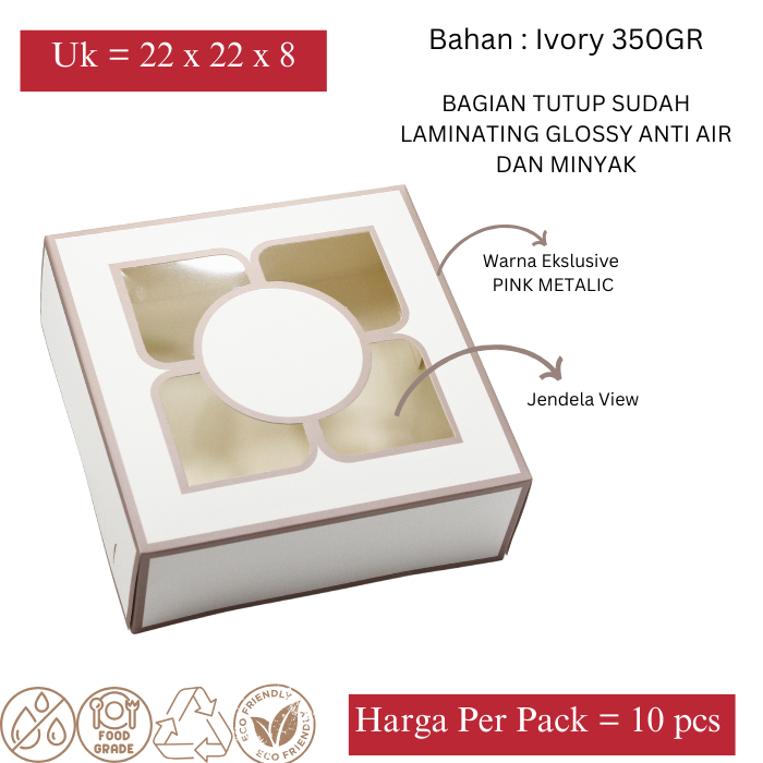 

[10PCS] DUS KUE 22 X 22 X 8 UTK DUS ROTI, BOX DONAT FULL LAMINATING