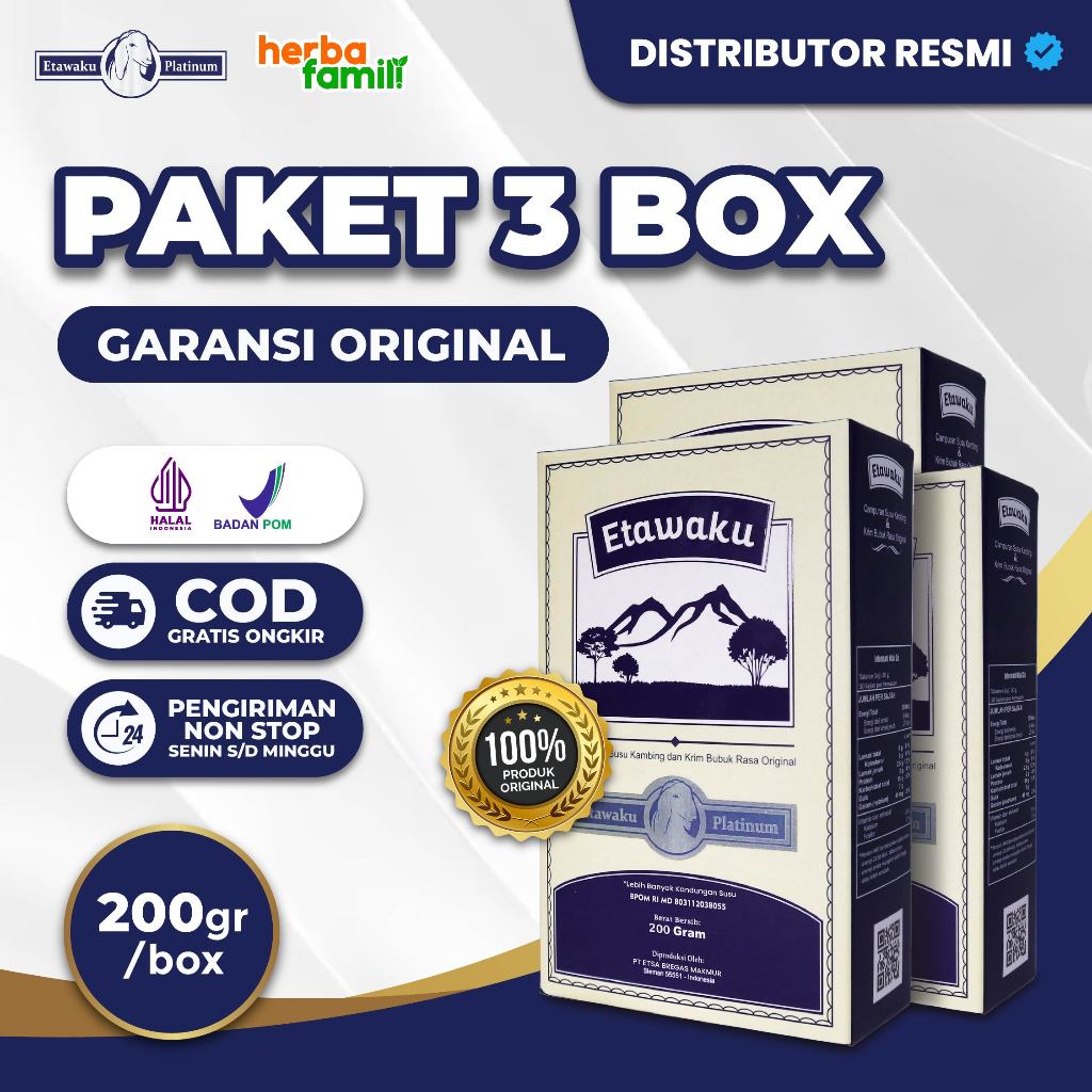 

3 Box Etawaku Platinum Bantu Atasi Malasah Sistem Pernapasan Asma Bronkhitis Sesak Nafas Isi 200 gr
