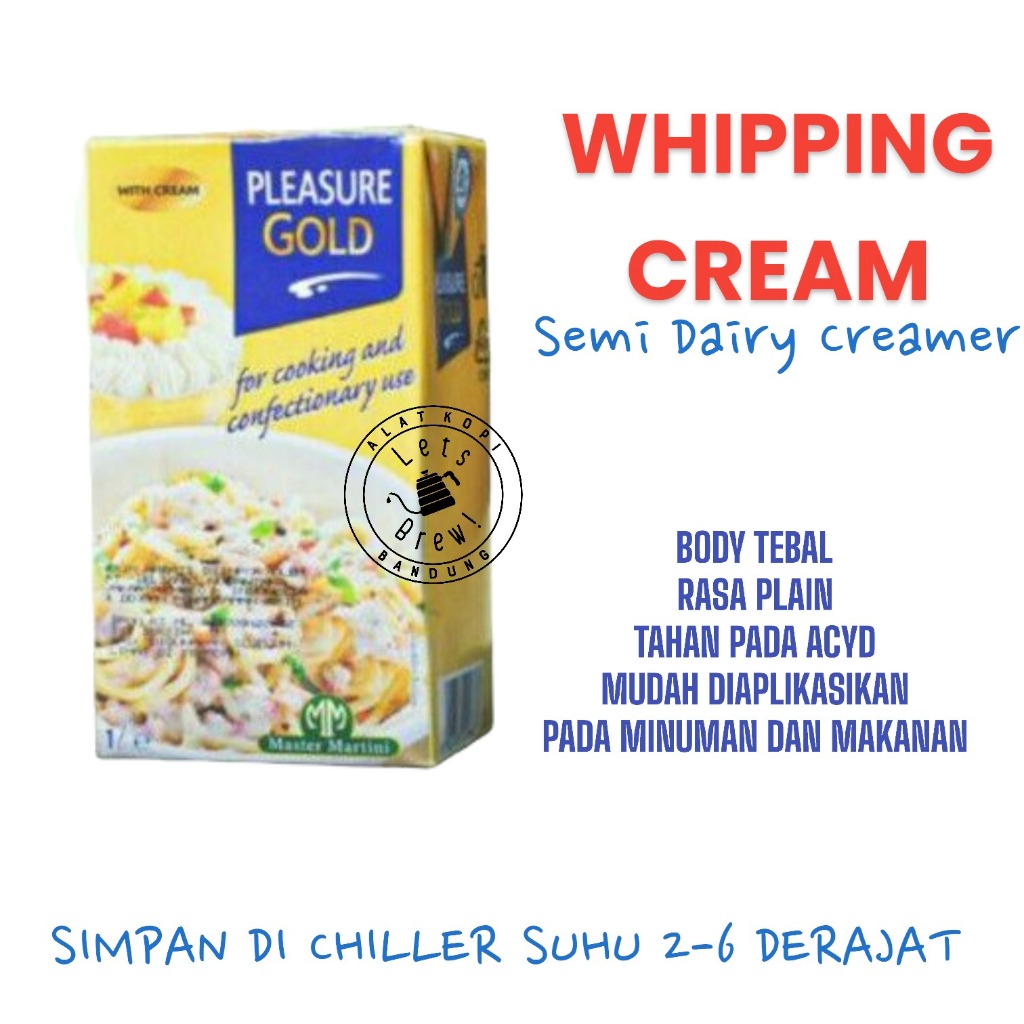 Whipping Cream Monalisa, Master Gourmet & Pleasure Gold/ whipping cream cair 1LT