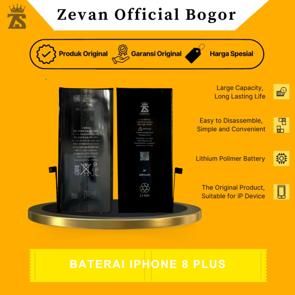 BATTER BATRE BATERAI IPHONE 8 PLUS - ORIGINAL QUALITY ZEVAN