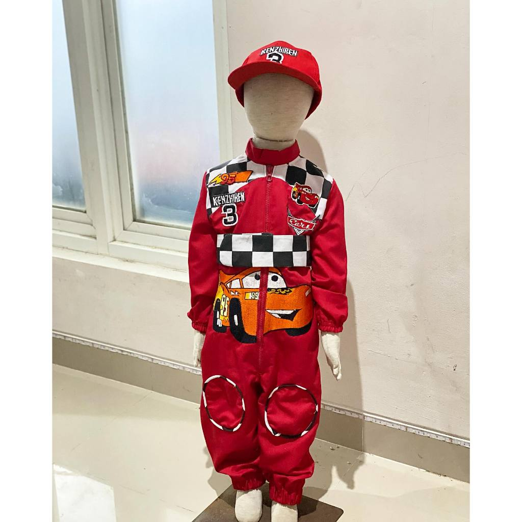 Lightning McQueen Suit / Kostum Racing Lightning McQueen Cars / Jumpsuit Racing Lightning McQueen Ca