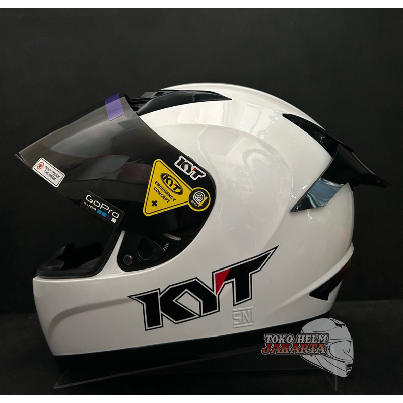 HELM FULLFACE KYT R10 White Glossy PAKET GANTENG