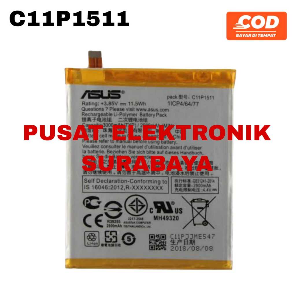 C11P1511 BATERAI ASUS ZENFONE 3 5.5 / Z012DB, Z012D, Z012DA, Z012DC, Z012S, Z012DE - ORIGINAL