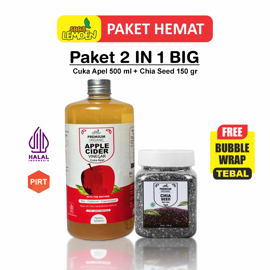 

Paket Hemat Bundling Cuka Apel 500ml dan Chia Seeds 150gram By Suur Lemoen ID- TOKYAKU