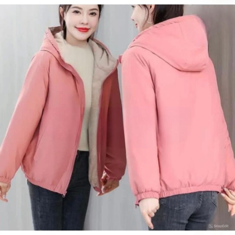HNF-Jaket Winter karet Wanita Jaket Bulu Tebal Wanita Jaket Musim Dingin Wanita Terbaru Big Size Jum