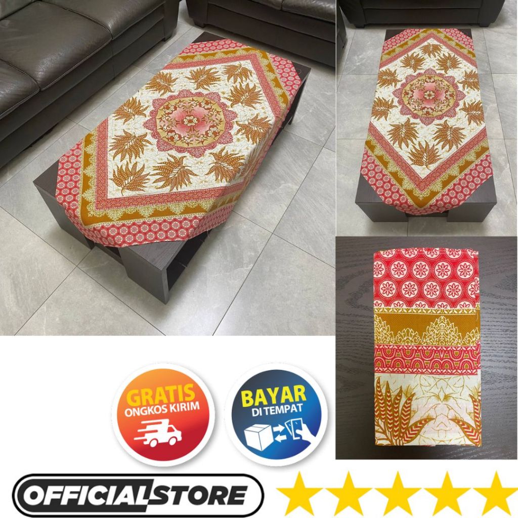 Taplak Meja Ruang Tamu Sekolah Kain Batik Motif Tulis Persegi Kotak Terbaru Panjang Ukuran 110 x 105
