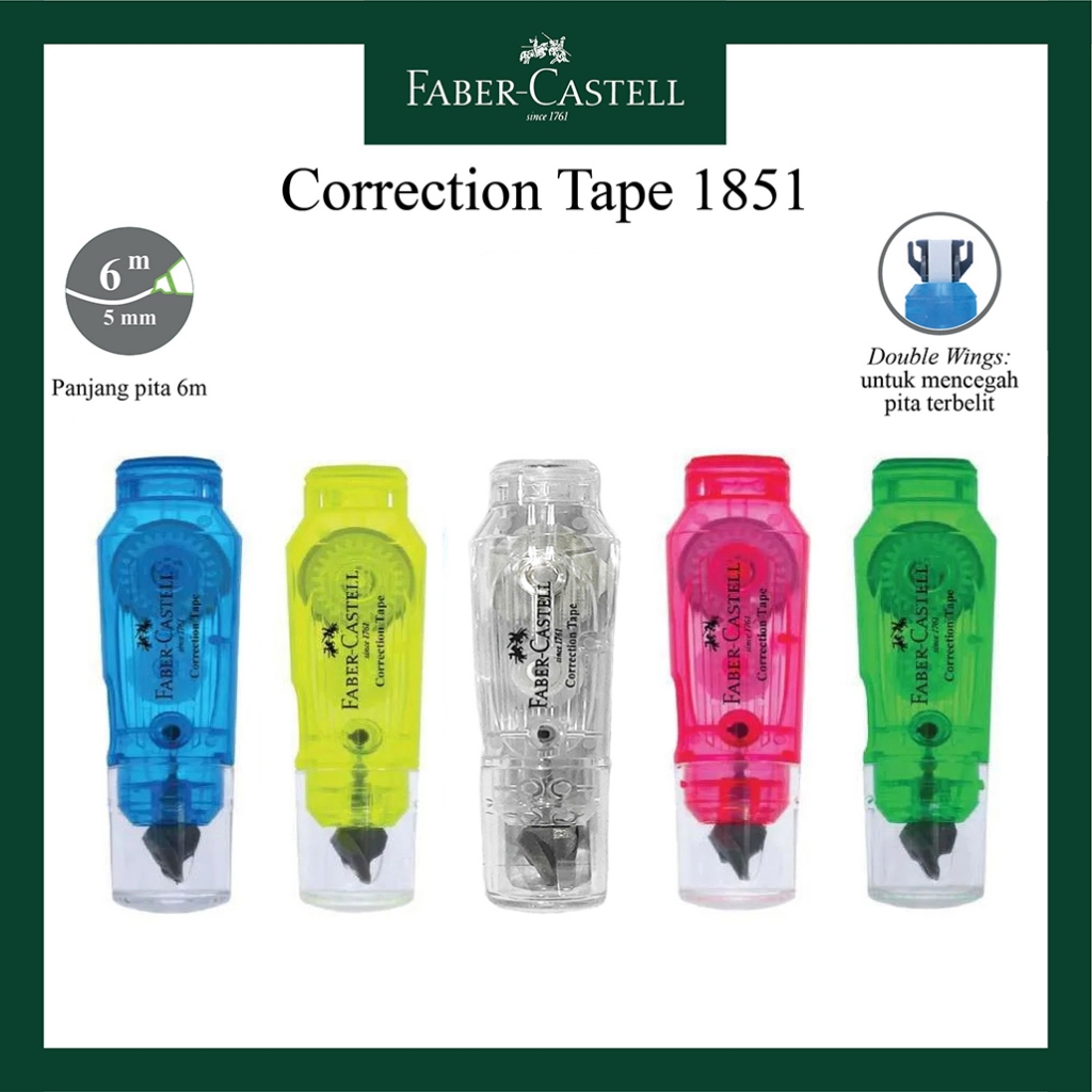 

Correction Tape Mini Faber Castell / Tipe X Kertas 5 Warna / Koreksi Tinta Pulpen