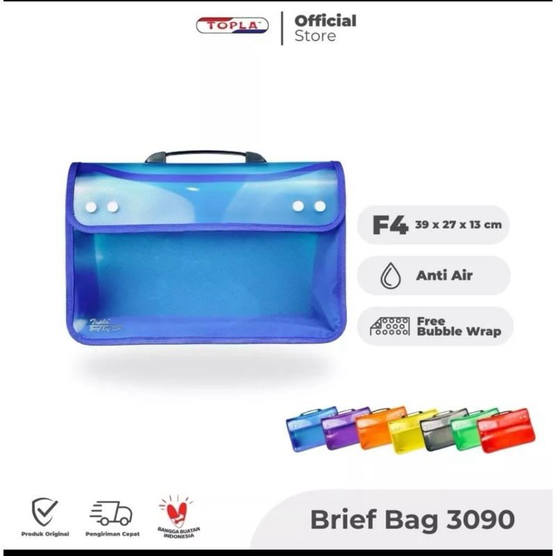 

TOPLA Brief Bag 3090 - Tas Sekolah & Penyimpanar Dokumen F4 - Dengan Zipper & 4 Kancing