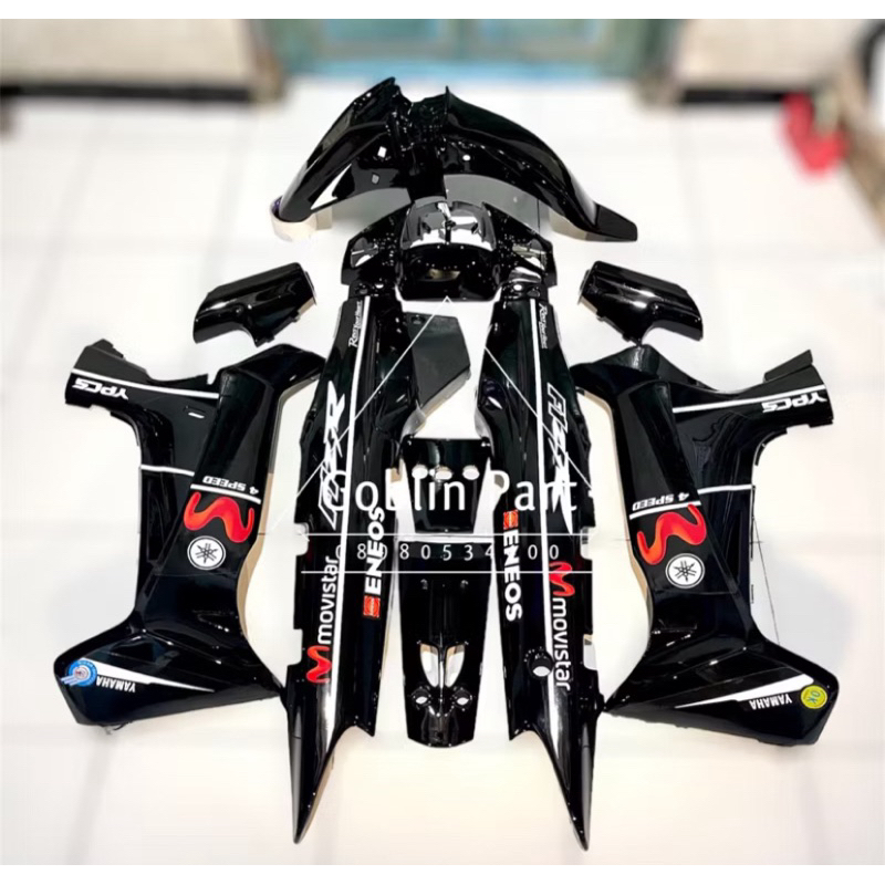 cover body halus full set bodi halus fullset yamaha fizr fiz r warna hitam movistar + stiker stripin