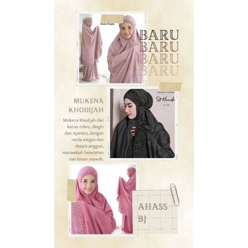 Mukena Khadijah Katun Mikro Warna Setelan Terusan