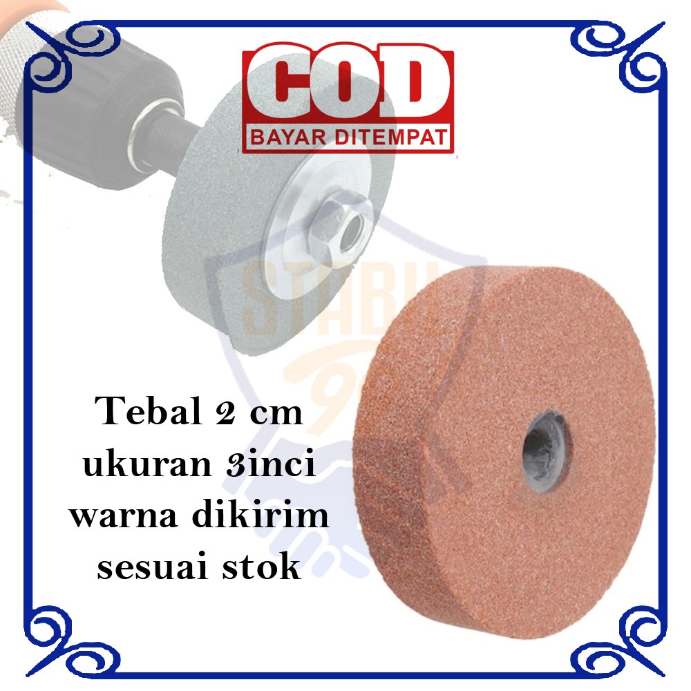 Batu Fiber Duduk Poles 3 Inch Batu Asah Amplas Besi Gerinda Polishing Grinding