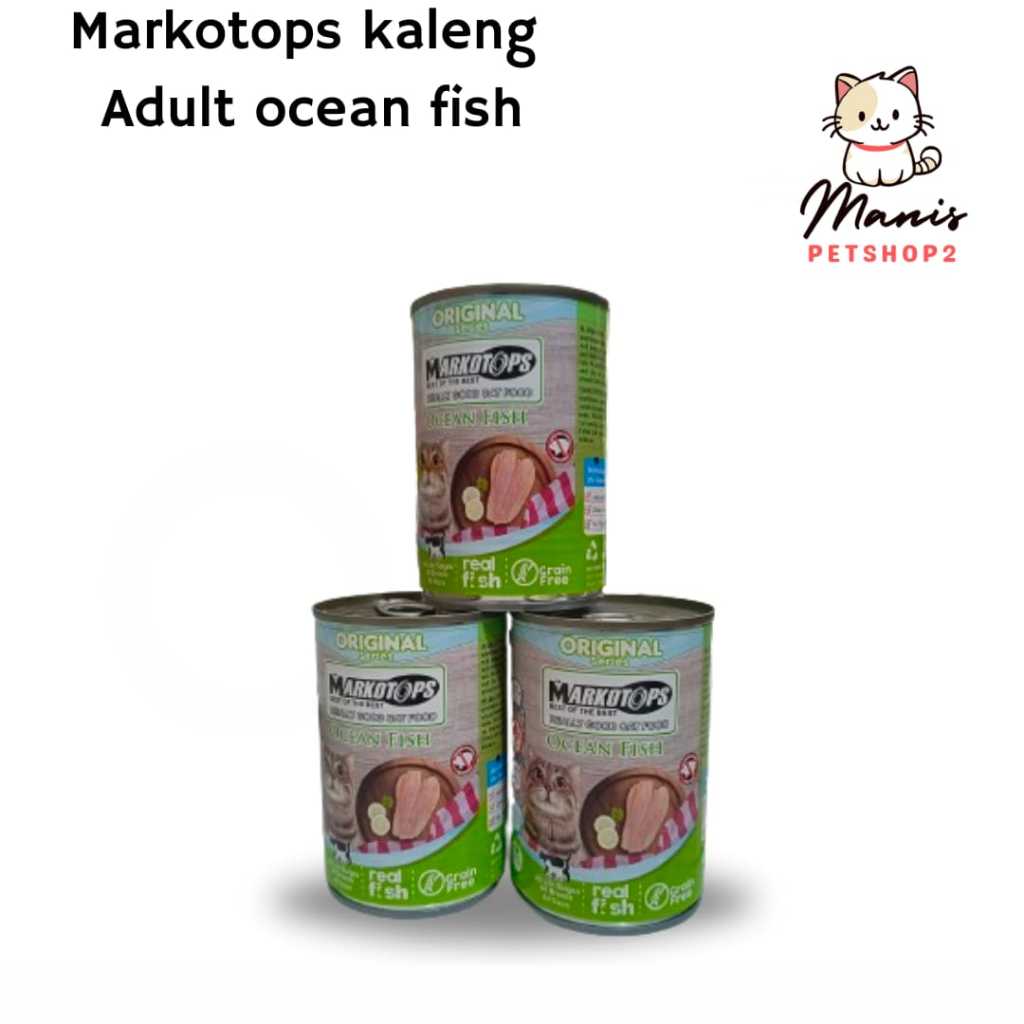 1dus 24pcs Markotops kaleng Adult OCEAN FISH Makanan Basah Kaleng Markotops Kemasan 400gram