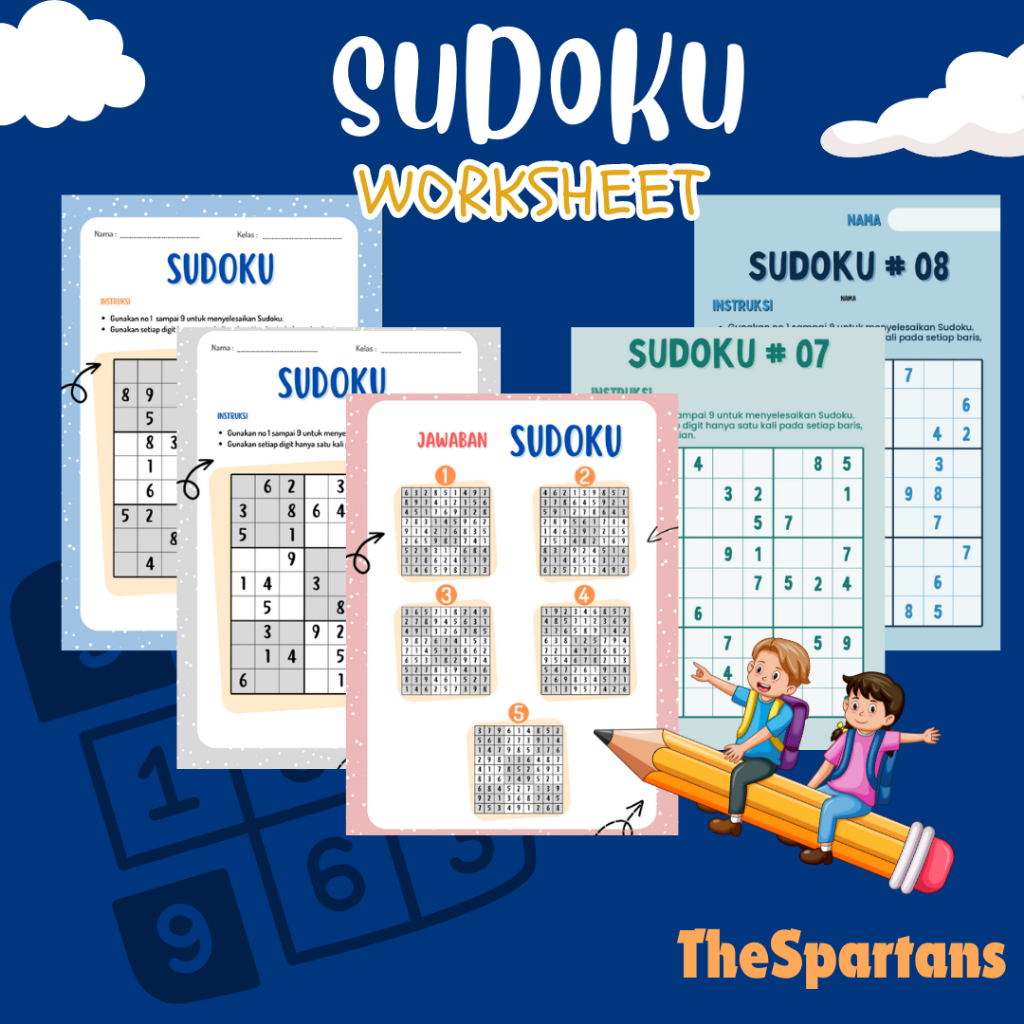 9 Soal Sudoku - Worksheet Sudoku + Kunci Jawaban
