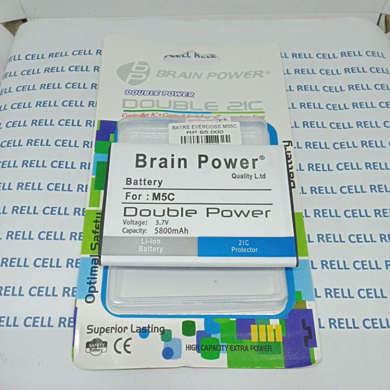 BATERAI BATRE BATTERY EVERCOSS M55C M5C DOUBLE POWER BRAIN POWER BERGARANSI