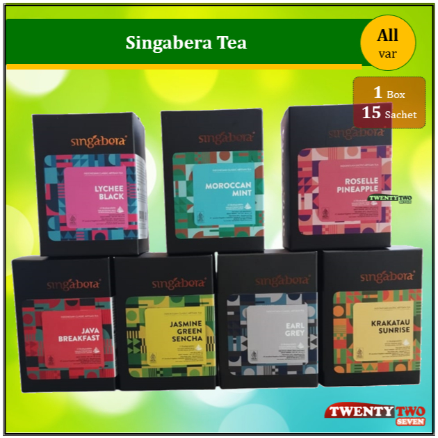

Singabera Premium Tea Teh Sachet Celup Black Green Herbal Fruits Flower 15 sachet @2 g