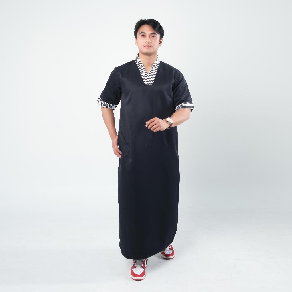 KUALITAS SUPER Jubah Pria Gamis slimfit Pria Lengan Pendek Jubba jubah pria muslim lengan pendek