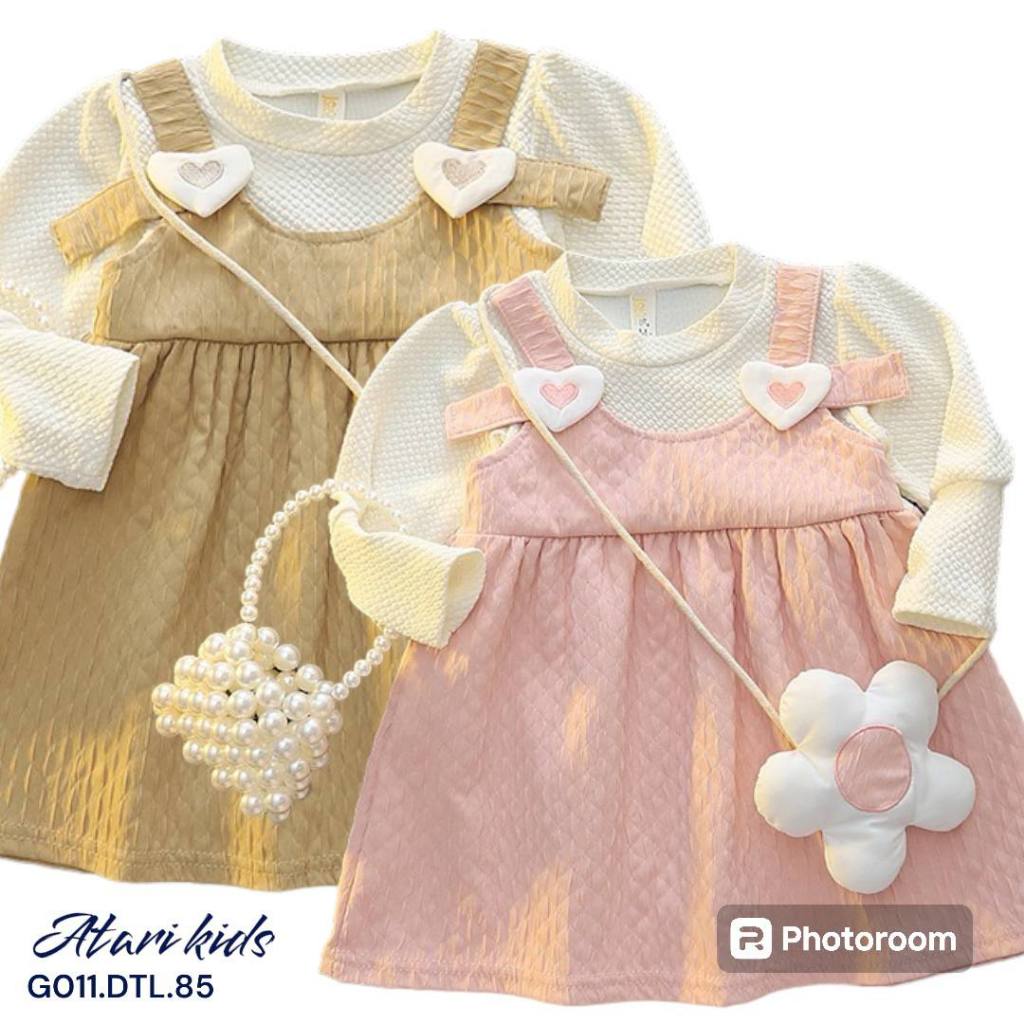 Dress semi rajut import Korean Style Anak Perempuan + tas bunga cantik