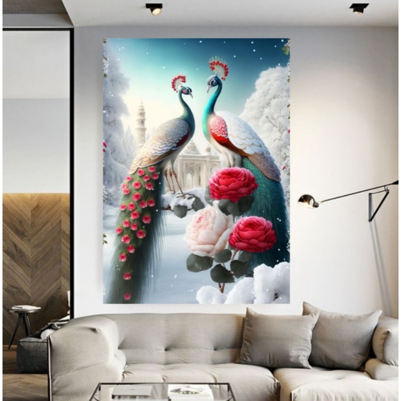 poster cetak, BURUNG MERAK, ukuran jumbo 70×100 cm, 100×150 cm dan 100×200 cm tanpa bingkai