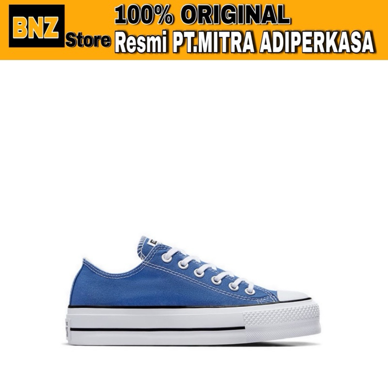 Sepatu Sneakers Wanita Converse CTAS Lift Platform Ox Armor Blue/Blue/White/Black