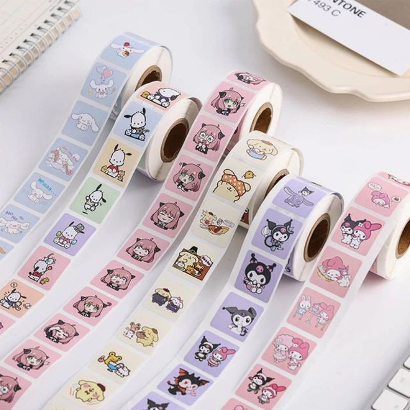 

500 PCS STIKER ROLL SANRIO MELODY KUROMI LUCU UNTUK FREEBIES