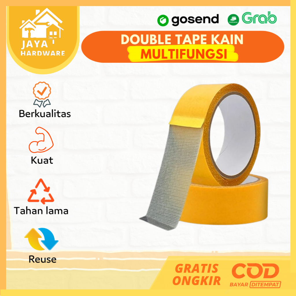 Lem Double Doble Tape Kain 3M/5M/10M Transparan Bening 2 sisi | Solasi Solatip Bolak Balik Doubel Do