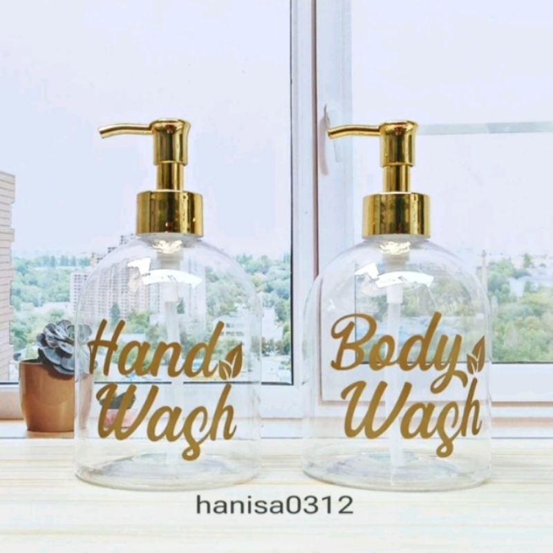 Botol Pump 500ml Bening Oval Lucu Tempat Sabun Cair Shampoo Luxury Gold/ Botol Sabun Cair