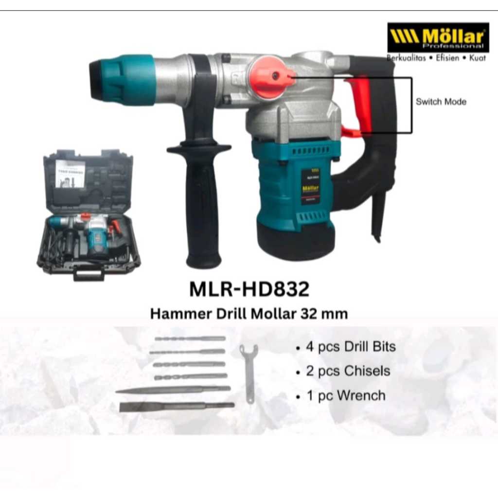 MOLLAR Rotary Hammer HD832 / Bor drill hammer bobok beton / SDS 3 mode
