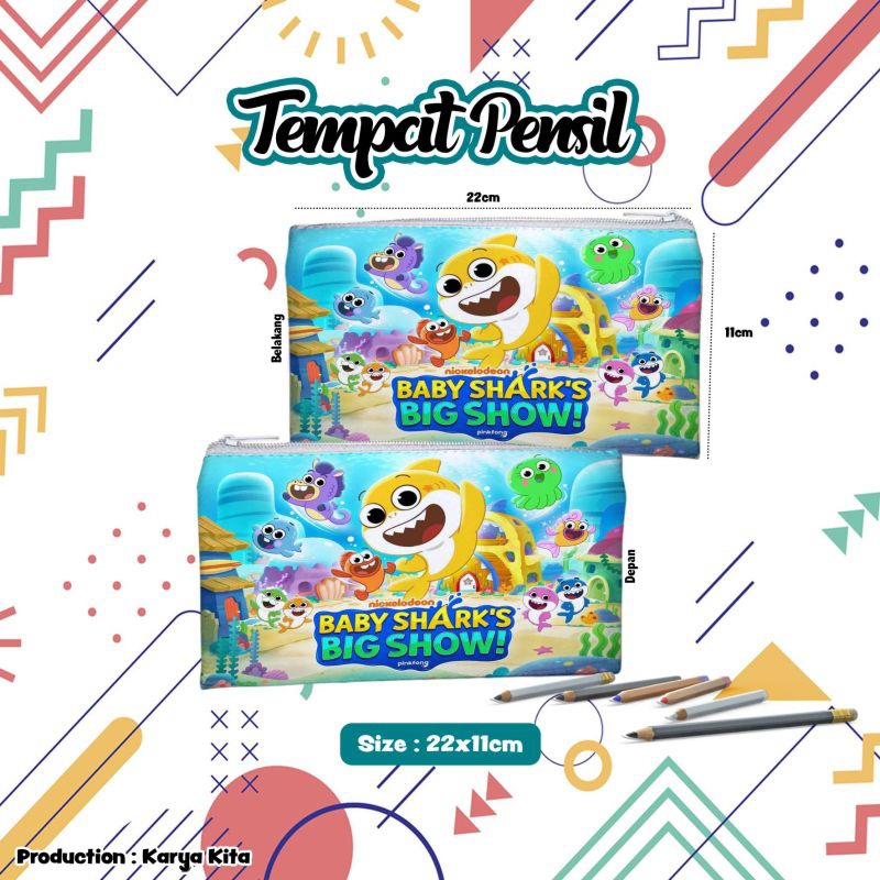 

tempat pensil/kotak pensil karakter anak BABY SHARK 06 bahan import kualitas premium
