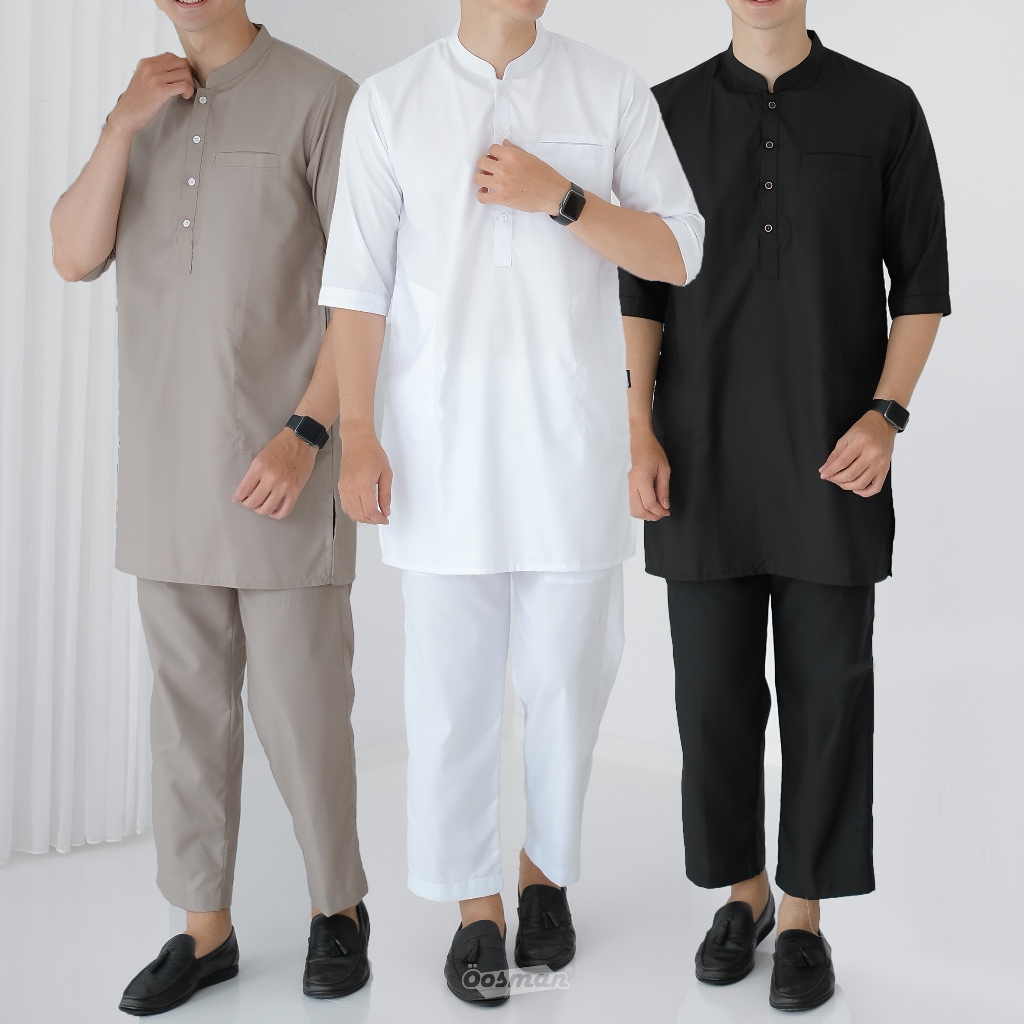 Oosman - Koko Kurta Setelan Pria Dewasa Premium Lengan Reglan 3/4